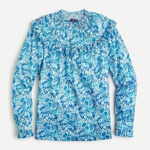 J. Crew Smocked popover top blouse in Liberty Elysian Day floral Size XXS